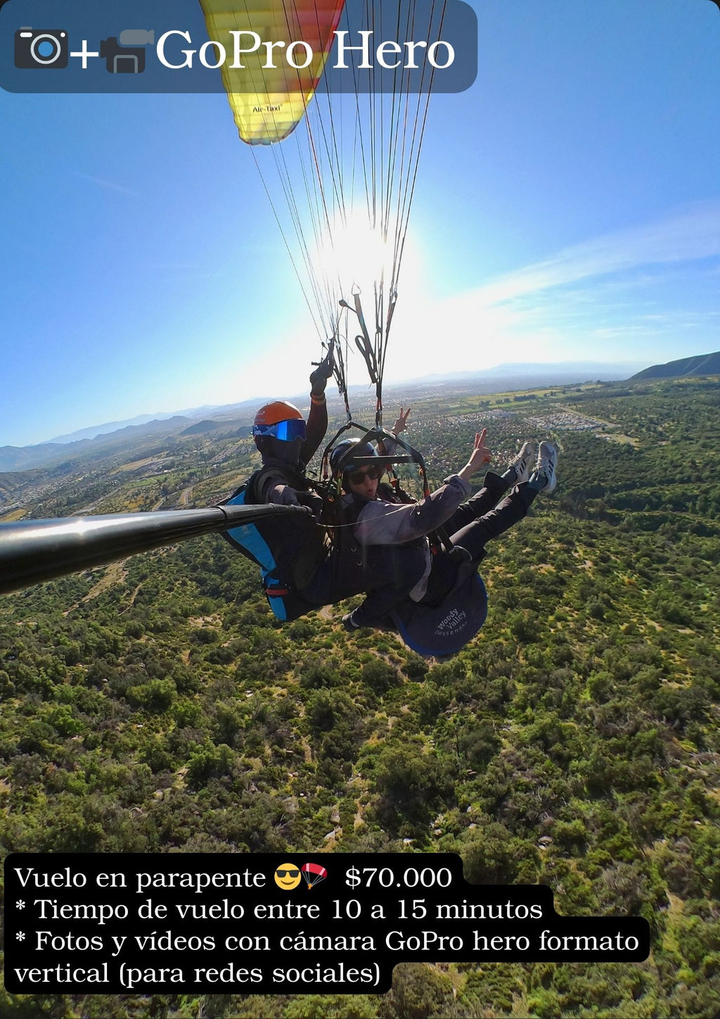 Vuelo en parapente con Gopro Hero